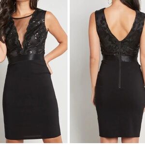 NWOT Goddiva London Black Lace Sequin Sheath Dress Whimsigoth Size UK 8/US 4